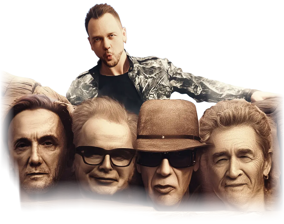 Die vier Idole als Felsdenkmal, darüber Mazze Wiesner